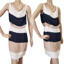 Zara Cowl Neck Brushed Stripe Sleeveless Dress SZ XS