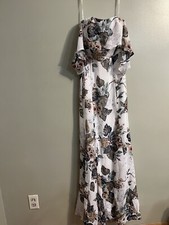 Lulus White Floral Boho Party Formal Wear Dress Maxi Strapless Sz S NWT