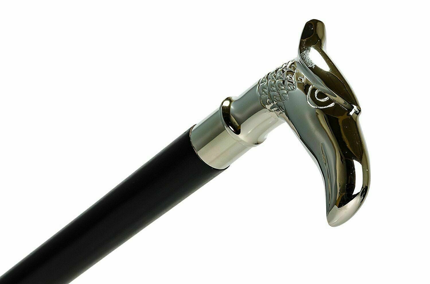 Solid Brass Chrome Eagle Handle Black Wooden Walk… - image 3