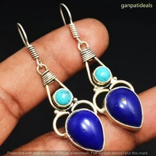 Blue Onyx Gemstone Ethnic Handmade Drop Dangle Earrings Jewelry 8 GM GE-6321