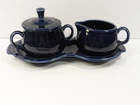 Fiesta Creamer and Sugar with Lid Serving Set Cobalt Blue Fiestaware