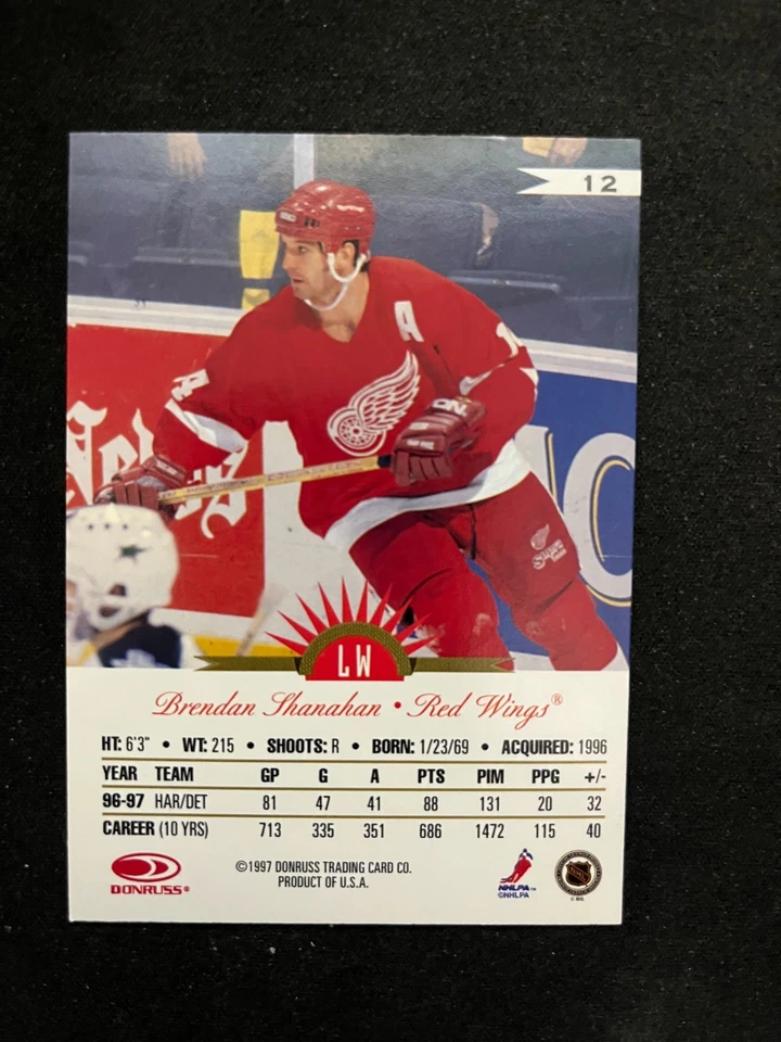 1997-98 Leaf International #12 Brendan Shanahan Detroit Red Wings Canada  NrMt - Image 2 of 2