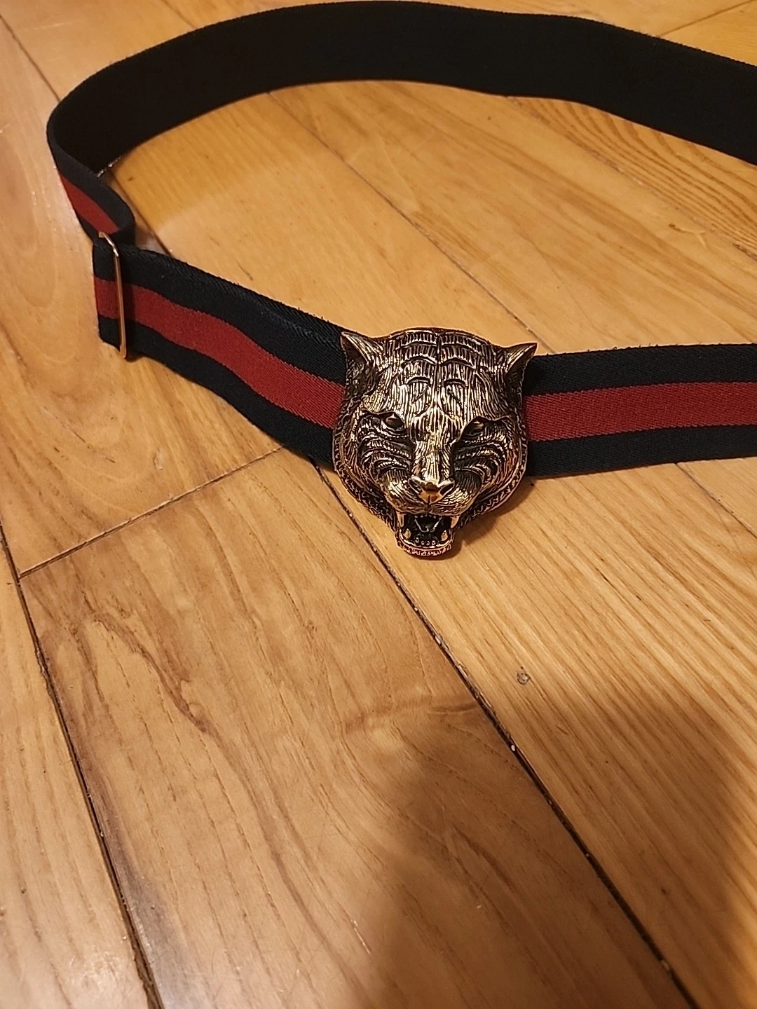 Ceinture Gucci bleu/rouge toile boucle féline 105 cm/taille 42