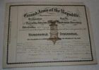 Grand Army of the Republic GAR Honorable Discharge Certificate