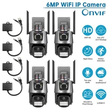 Wireless Zoom 8MP WiFi IP Outdoor Camera Dual Lens CCTV Home Security PTZ IR Cam