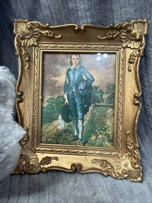 Vintage Blue Boy 4191 USA Litho Gold Framed Print Home Decor Gallery Wall 