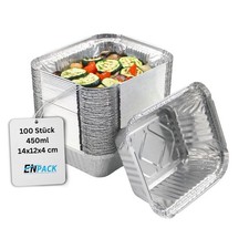 100 Stück Aluschalen 14x12x4 cm Grillschale Auflaufform 450 ml Füllmenge Einweg