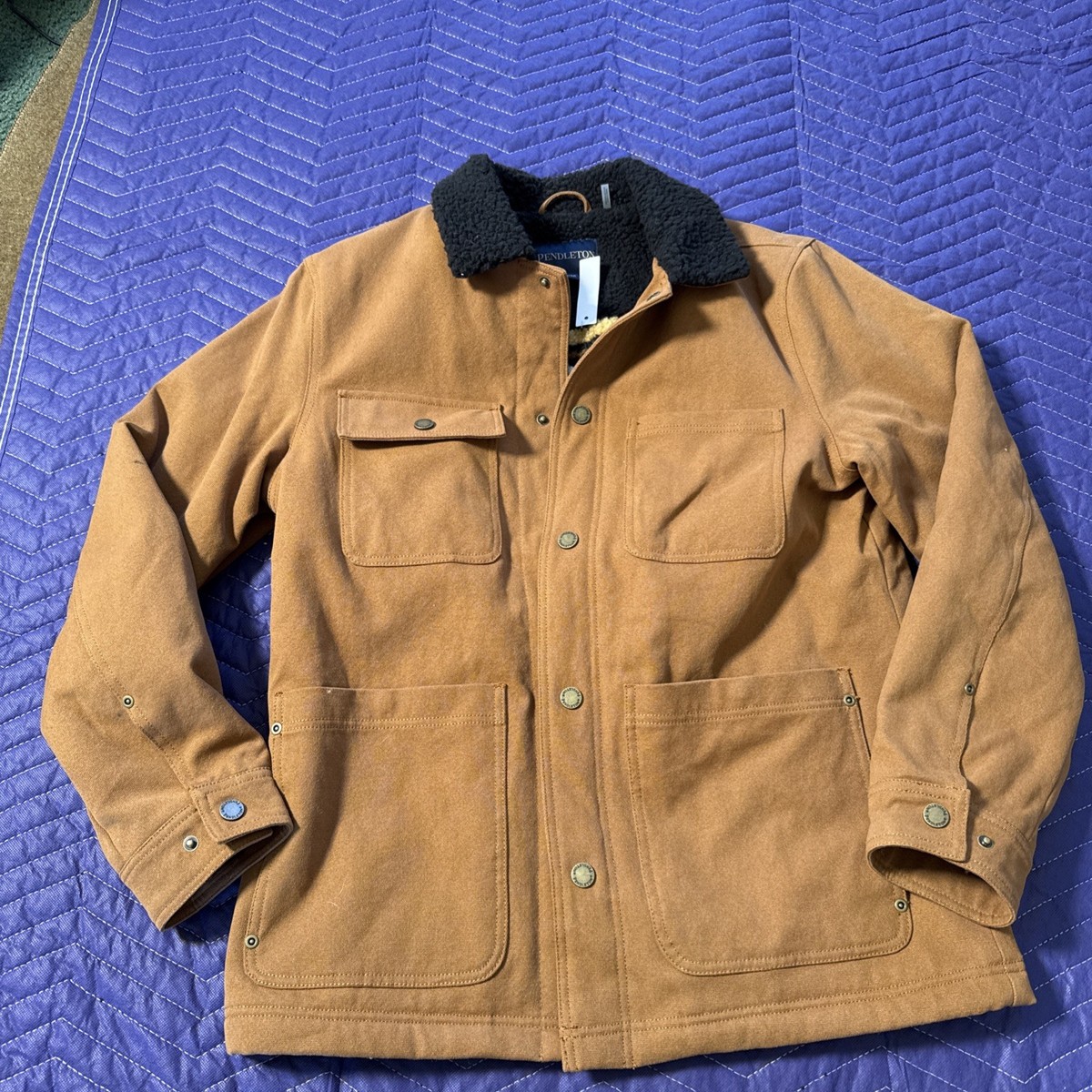 Pendleton Whiskey Brown Canvas Sherpa Lined Button Dry Goods