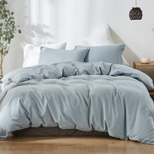 Simple Opulence French Linen Duvet Cover Set 88" x 92"- 3 Pieces 1 Comforter...