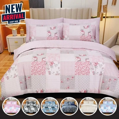 SHOP-DIRECT-24 100% Rich Cotton Duvet Quilt Cover Bedding Set Double King & Super King Size