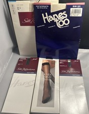 5 vintage Pantyhose 2 Sz A-B / 3 Knee Highs Hanes/Nordstrom Black/Pearl/Nude