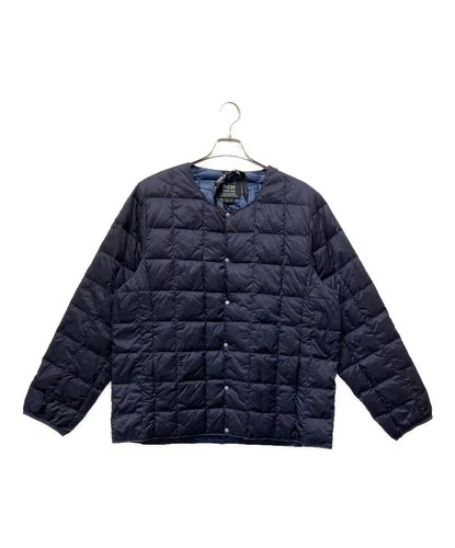 TAION Basic Crew Neck Button Inner Down Jacket Men's Size 3XL Navy Excellent - product listing photo