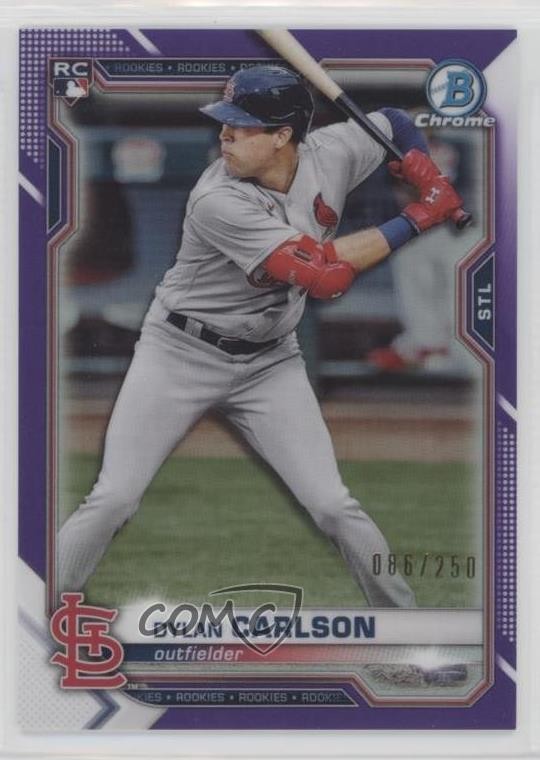 2021 Bowman Chrome Purple Refractor 86/250 Dylan Carlson #45 02l6