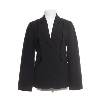 Genny, Blazer, Größe: 42, Schwarz, Acetat/Leder/Viskose, Einfarbig, Damen #K9p