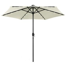 Parasol avec led et mât en aluminium 270 cm blanc sable Helloshop26 02_0008075