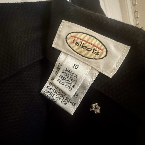 Talbots Skirt Womens 10 Black White Floral Embroidered Cotton Career Office - Picture 4 of 4