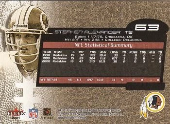 2001 Fleer Hot Prospects #63 Stephen Alexander REDSKINS - Image 2 of 2
