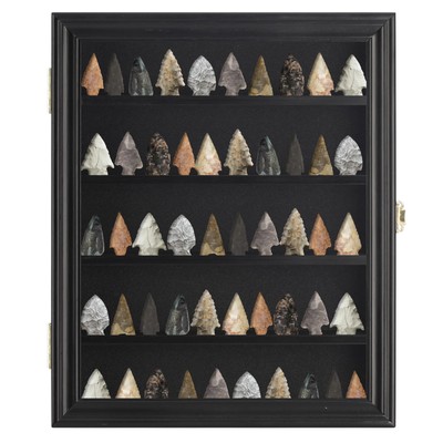 Black Display Case Shadow Box Native American Wall Mount Collection Cabinet Uv