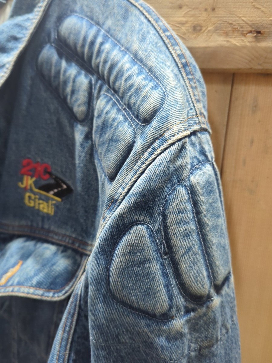 Giali Denim Jacket Mens 21C JK Vintage Padded Motorcycle SIZE XL
