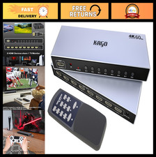 8-Port HDMI Switch 4K 60Hz Splitter with Remote, HDR, HDCP, 3D, Aluminum Hub for