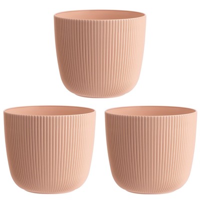 3x apricot Blumentopf mit Drainagesystem Pflanzkübel Übertopf rund Ø 25 cm