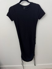 Black ruched mini bodycon dress w ties on the sides  Size small