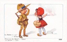 ARTIST SIGNED "RIGHT" WW1 1918 FRENCH AMERICAN BOY SOLDIER WHERE ARE THE HUNS?