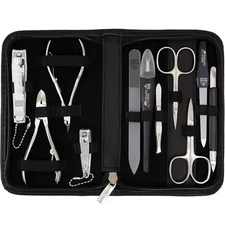 Manicure Pedicure Kit Set with Genuine Leather Case