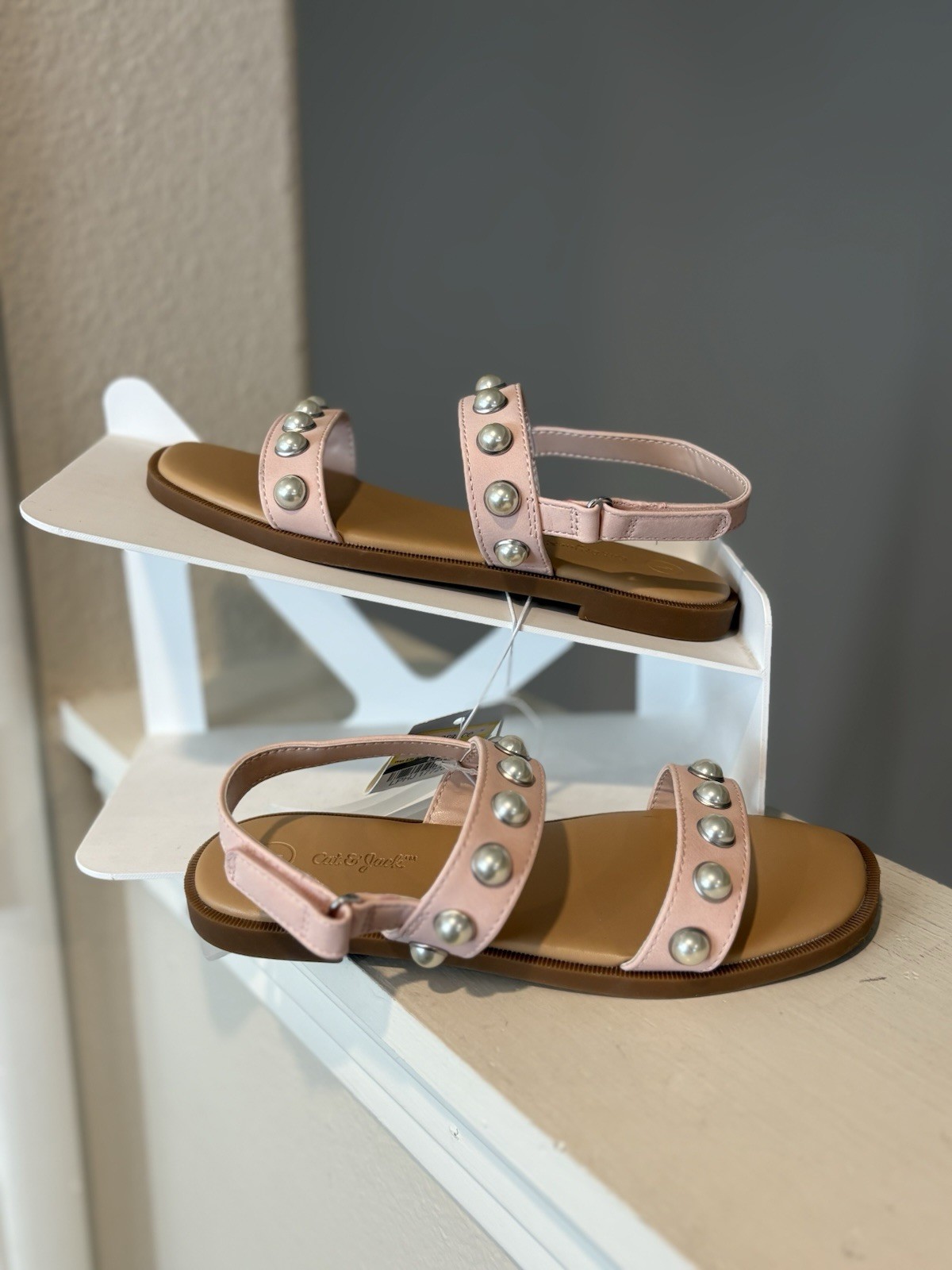 Cat & Jack Big Kid Eve Pearl Sandals Blush Pink Youth Size 1Y