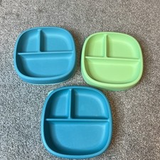 NUK Suction Plate Set 3-Pack Divided Silicone Plates Kids Baby Feeding BPA-Free