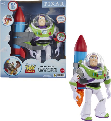 Mattel - Pixar Toy Story Buzz Lightyear 10-in Action Figure Toy with Rocket & So