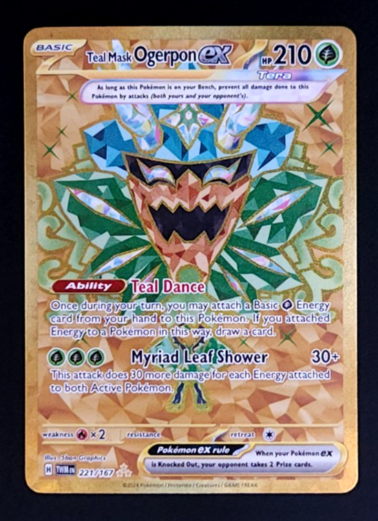 Teal Mask Ogerpon ex - 221/167 - Pokemon Twilight Masquerade Secret Rare NM-M