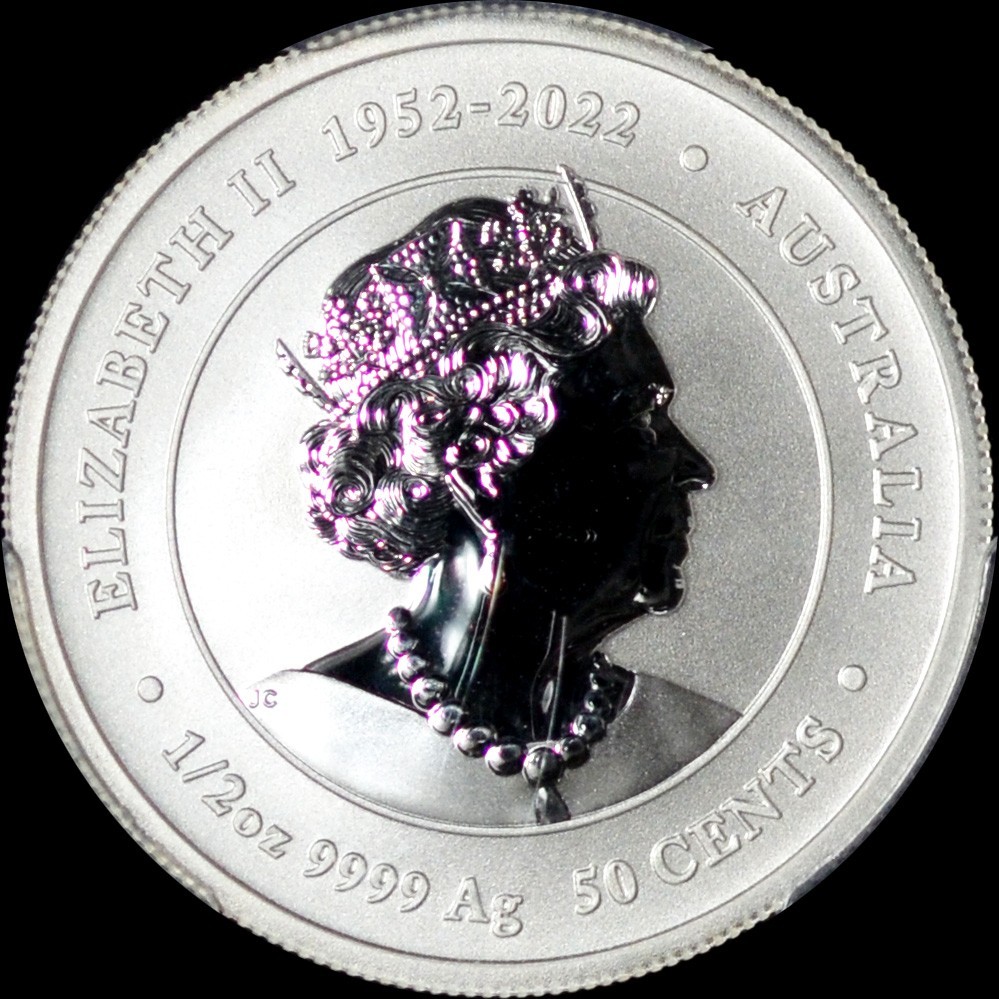 2024年 ドラゴン 50セント銀貨(1/2オンス) PCGS MS70 2024 Lunar Year of the Dragon 1/2oz Silver Coin Color