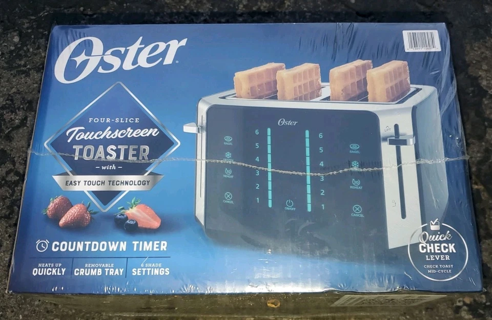 Oster 4-Slice Touch Screen Toaster, Digital Timer, 6 Shades, Stainless Steel NIB - Image 4 of 4