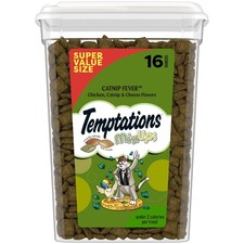 TEMPTATIONS MIXUPS Crunchy and Soft Cat Treats Catnip Fever Flavor, 16 oz. Tub