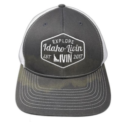 Explore Idaho Livin Snapback Trucker Hat Gray One Size Embroidered