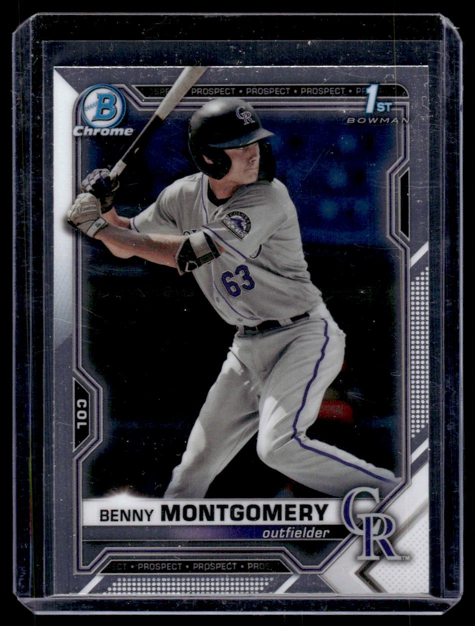 2021 Bowman Draft Chrome Sky Blue Refractor Benny Montgomery Colorado Rockies
