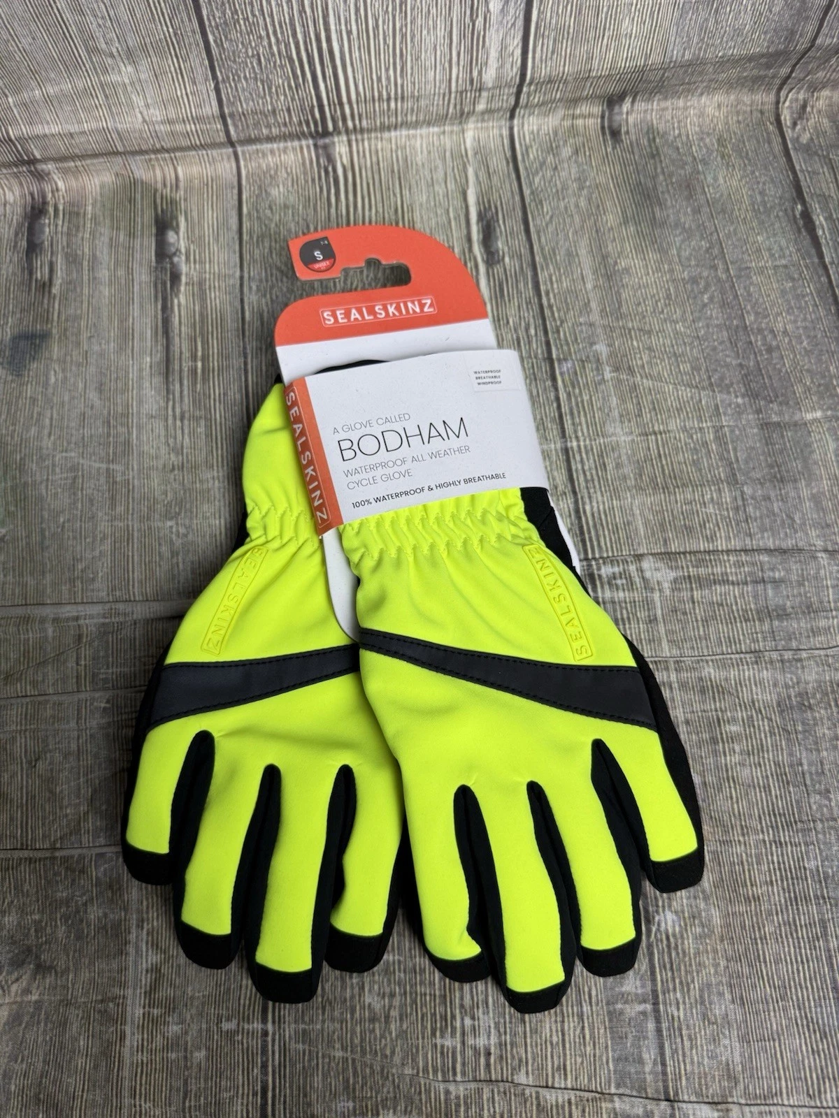 Sealskinz Bodham Waterproof All Weather Cycle Glove Windproof Neon Yellow - S