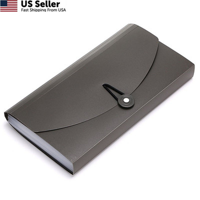 BTSKY 13 Pockets Expanding Check Bill File 10.3'' x 1.1'' x 5.5'', Grey