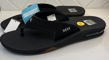 REEF FANNING MEN'S FLIP FLOPS SANDALS BOTTLE OPENER BLACK/SLVER SIZE 12 NEW