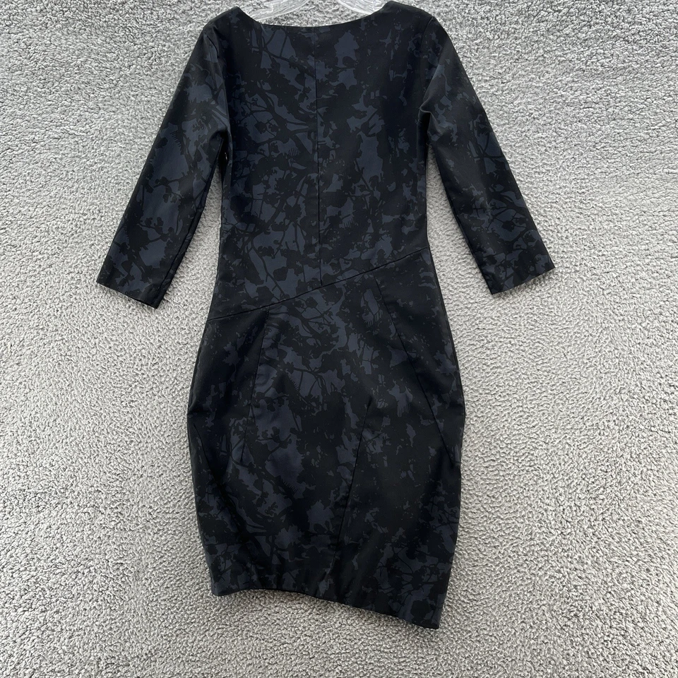 Vestido Porto San Francisco Pequeño Negro Gris Estampado Arte Dobladillo Globo Funda Midi Foto 2 de 4