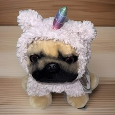 DOUG THE PUG By Gund Plushie Stuffed Animal UNICORN Purple Hoodie Rainbow Horn