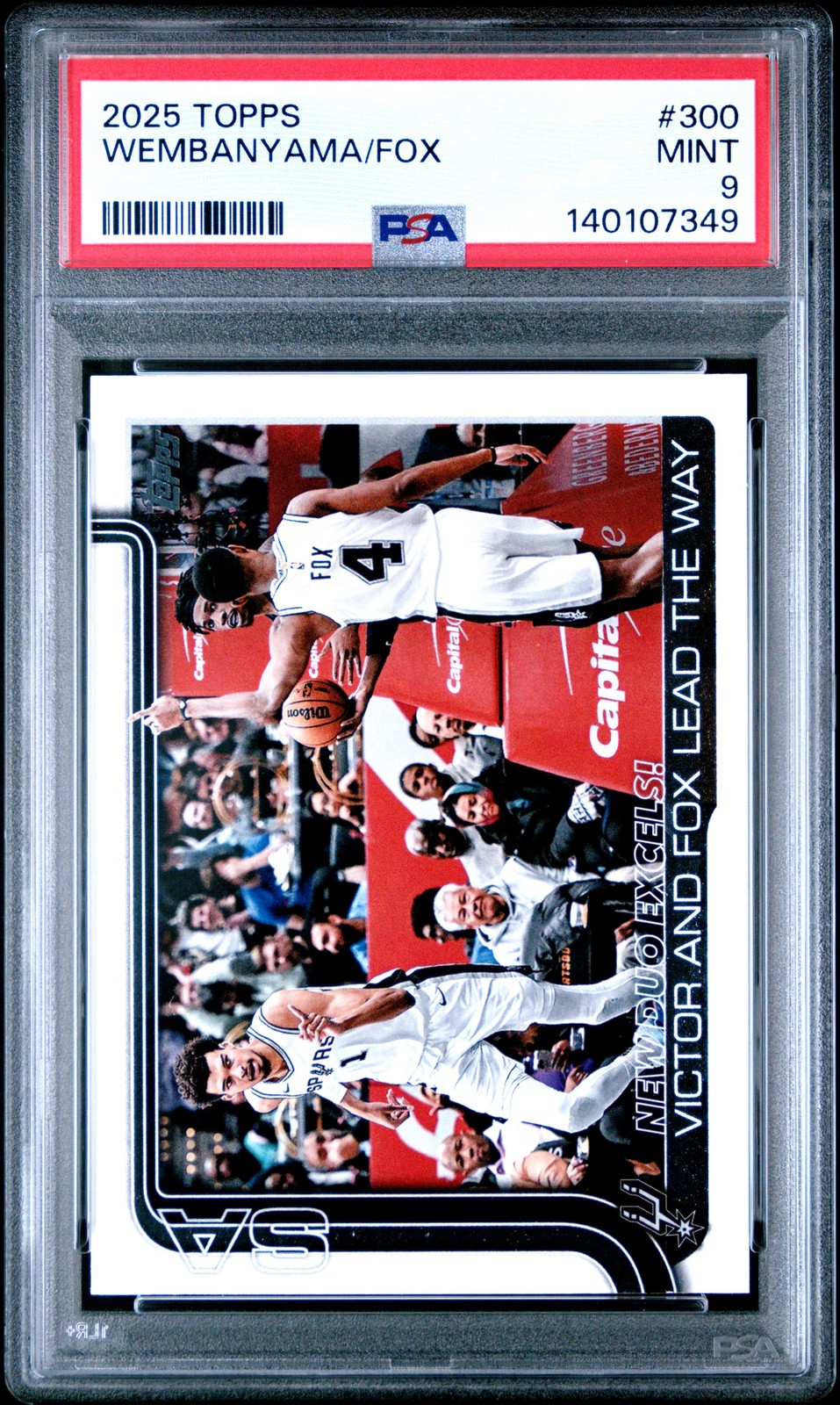 2025 TOPPS #300 DE'AARON FOX/VICTOR WEMBANYAMA PSA 9