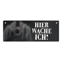 Metallschild Mit Spinne Motiv Und Spruch: Hier Wache Ich! TüRschild Wachsschild