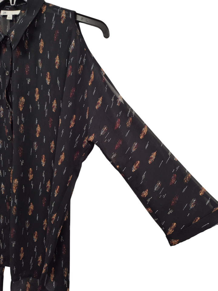 Black Mixed Print Sleeve Pullover main image 1