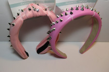 2 Pink Studded Spiked Headband Pleather Knotted Punk Alt Goth Kawaii Emo New