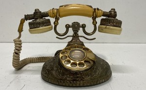 Vintage Onyx Baroque Pillow Talk Rotary Phone Ornate Cameo For Parts or Repair