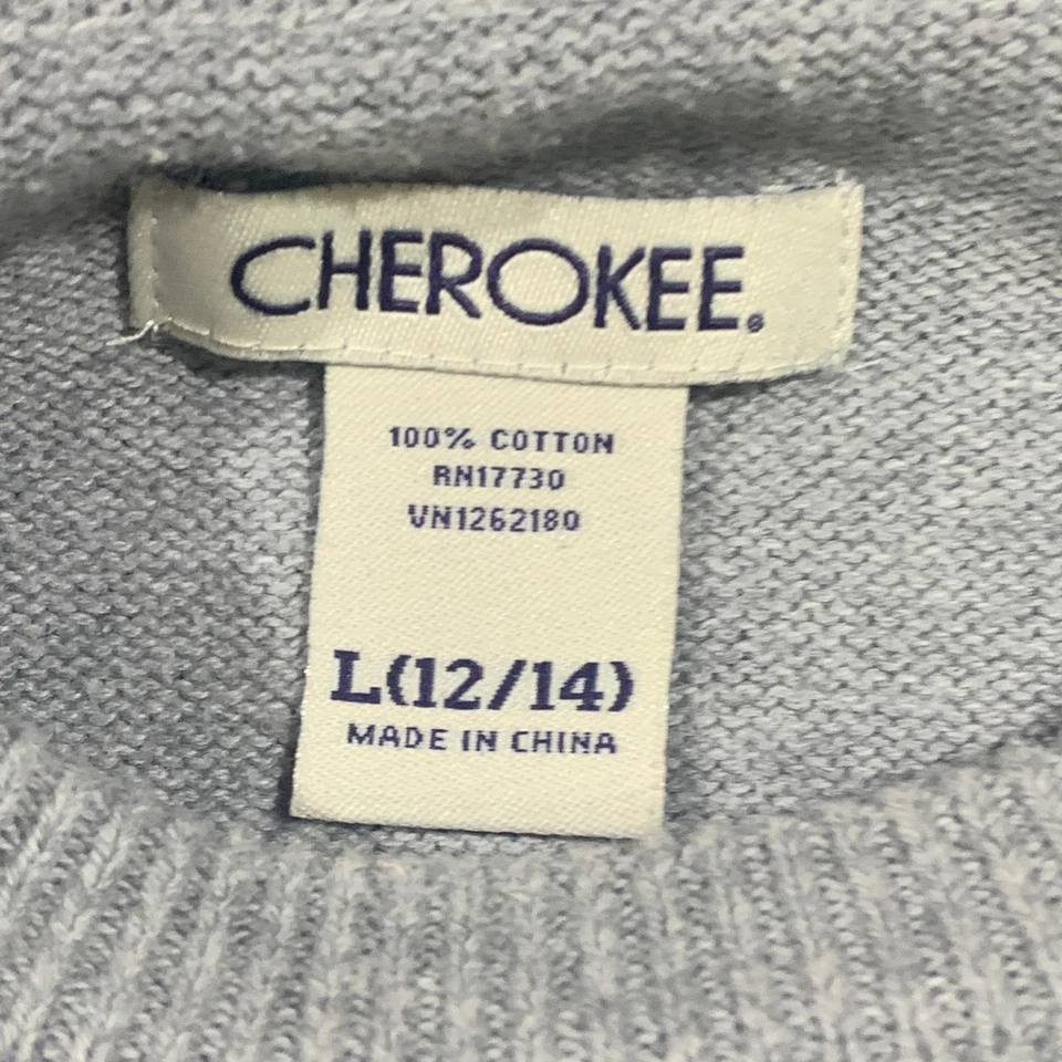 Cherokee Boys Size L 12/14 Sweater Argyle Pattern Gray Long Sleeve Cotton 90s - Image 2 of 3