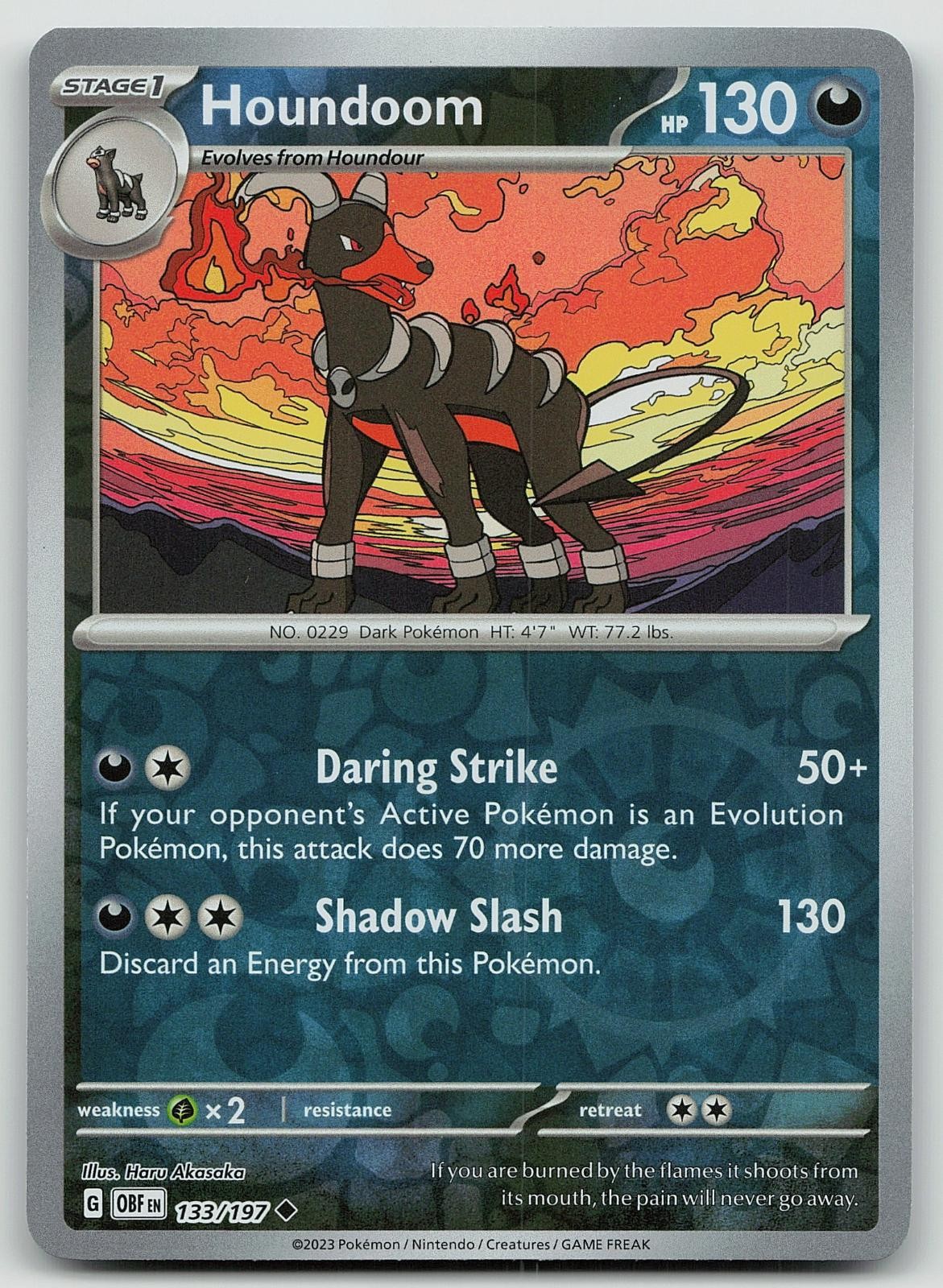 Pokemon Houndoom 133/197 Obsidian Flames Uncommon Reverse Holo NM