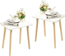 White End Tables Set of 2, Small Side Tables Accent Tables Living Room, Boho ...